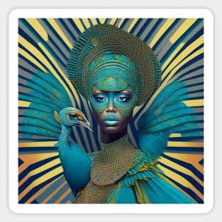 [AI Art] Queen of Peacocks, Optical Art Style Sticker